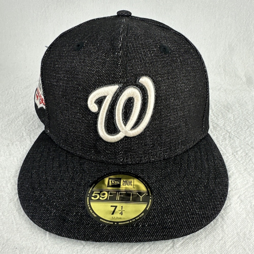 NEW ERA 5950 59FIFTY WASHINGTON NATIONALS FITTED SIDE PATCH BLACK DENIM 7-1/4